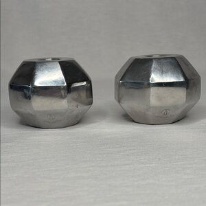 Nima Oberoi Silver toned Geometric Candle Holders
